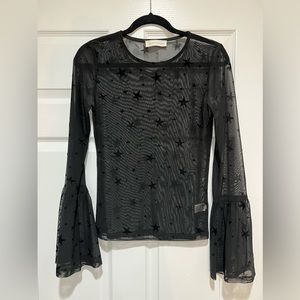 Caren Forbes black mesh top